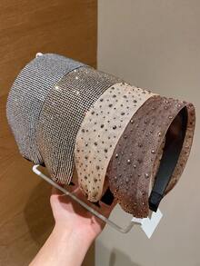 1件装女士时尚高端星光水钻大号仿珍珠铆钉网布宽檐发带，适合日常休闲搭配、洗发、高髻和分叉发型，可作为礼物送给女朋友，时尚日常、居家、护肤发带、四季户外佩戴、情人节礼物、狂欢节礼物、发带、发箍、发箍、美发家居饰品 - 彩色 - 查看 7