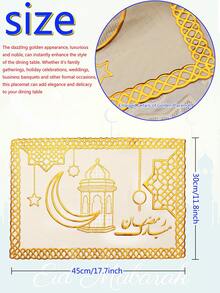 6/12pcs Gold Star & Moon Placemats, PVC Hollow Flower Vase Mats 45*30cm, Washable, Easy To Clean, Wipe-Able, Non-Slip, Heat-Resistant, Suitable For Room Decor, Dining Table Decor, Home Decor, Party Decor, Suitable For Holidays, Parties, Gatherings, Birthdays, Weddings, Gifts, Dinners, Outdoor, Picnics - Multicolor - View 3