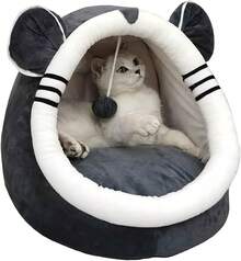 Camas para Gatos, Casa para Gatos Interior, Cueva para Animales, Cama para Mascotas con Cojíníble y Juguete para Hámster Conejo Perrito,Conejillo de Indias,Gato () - M - Ver 8