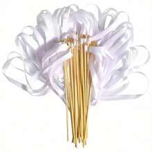 2pcs/Set Colorful Ribbon Fairy Wand, Floral Decor For Wedding Party, Celebration, Christmas, National Day. 3-Ribbon Gold Bell Party Wand, Floating Ribbon Magical Fairy Wand For Wedding Decoration - Multicolor - View 3