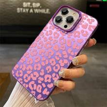 1 Stylish Phone Case (Lanyard And Stand Not Included). 1 Pink Leopard Print Heart Design Phone Case, Compatible With IPhone 17, Pro Max, 16, 15, 14, 13, 12, 11, Pro Max, Pro, XS, XS, X, 7 Plus, And 8 Plus. Shockproof Silicone, Feminine Vintage Style, Cute And Fashionable. Makes A Great Gift For Friends Or Loved Ones. - 紫色 - 查看 2