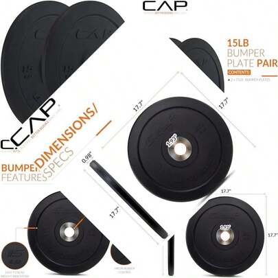 CAP Barbell - Juego de discos y pesas olímpicas de goma