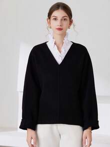 1pc Women's Elegant Pure White Polyester Fashion Fake Collar, V-Neck Lace Collar Ruffle Collar, Suitable For Autumn/Winter Daily Wear - Multicolor - View 10