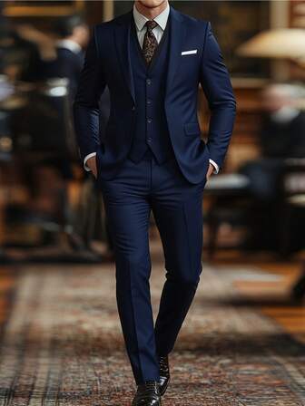 高品质男士婚礼礼服套装，包括外套、裤子和马甲，修身剪裁，男士燕尾服，定制英伦风新郎服装商务套装