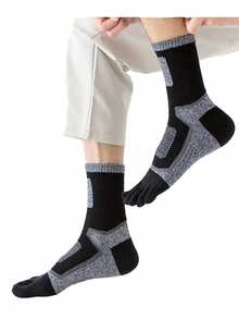 3双秋冬季分趾袜，透气吸汗防滑耐用男士户外徒步袜，均码（39-45）