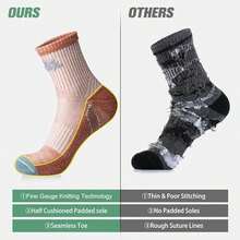 innotree - Calcetines de lana merino de senderismo para mujer, calcetines térmicos que absorben la humedad, 5 pares, Negro, blanco, púrpura, naranja, azul, Small - / - Ver 4