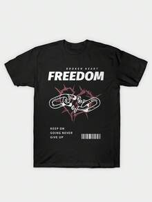 Punk estilo Grunge Chain Freedom Symbol Print - Negro - Ver 1