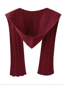 1件装女士时尚纯色麻花针织纹理图案保暖防风连帽围巾围脖，适合约会、日常穿着、购物搭配连衣裙 - A - 查看 16