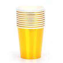 50/25/10pcs 9oz Gold Paper Cups, Water Cups, Beverage Cups, Milk Cups, Juice Cups, Suitable For Cold/Hot Drinks, Office, Party, Home, Travel - Gold - View 2