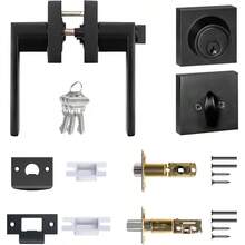 Square Exterior Door Handle With Deadbolt Matte Black Entry Door Locksets With Deadbolt Front Door Lock Set For Home And Office Reversible For Right And Left Sided Doors 1 Pack - BlackDoorHandleDeadboltSet - View 5
