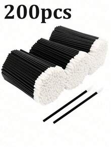 200/400pcs Lip Brush Makeup Brush Lip Gloss Applicator Lipstick Brush Tool Set Lip Gloss Sample Brush (Black) - Black - View 7