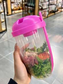 1pc Salad Cup With Lid & Fork, Fresh Salad Dressing Cup, Lunch Box, Fitness Food Seasoning Cup, Salad Bowl, Salad Shaker Cup, Plastic Healthy Salad Container With Fork, Salad Sauce Rack, Picnic Lunch Breakfast Salad Cup, Kitchen Supplies, Kitchen Gadgets, Kitchen Accessories, Back To School Essentials, Suitable For Portable Breakfast Vegetables And Fruits, 1000ml/33.8oz - Multicolor - View 14