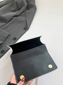 韩版菱形字母压纹休闲手提包，2024新款时尚博主简约单肩斜挎方包 - 白色 - 查看 4