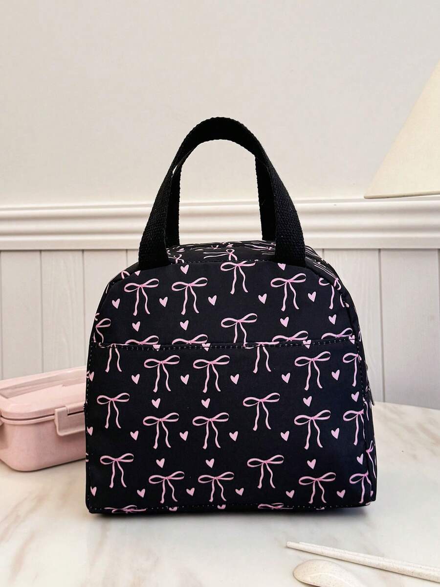 学生便携式保温午餐包，加厚可爱水果午餐手提袋，带蝴蝶结和爱心图案，防水大容量，男女通用，适合野餐、返校、露营等场合，是送给女性的理想礼物。 - 彩色 - 查看 1