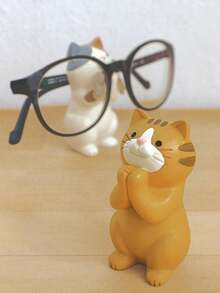 1 suport de telefon pentru ramă de ochelari, cu suport orizontal drăguț cu pisică, disponibile în mai multe stiluri, compact, convenabil, stabil și adorabil, poate fi folosit ca decor și suport de telefon, potrivit pentru birou, birou de studiu, masă și toaletă, excelent pentru cadouri de ziua de naștere, sărbători, cupluri și aniversări. - Multicolor - Vizualizare 2