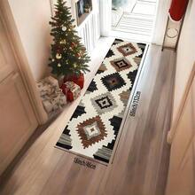 [Machine Washable Vintage Long Rug/Area Rug] 1pc Western Greek Key Greek - For Residential & Commercial Spaces, Runner Rug, Entry Rugs, Machine Washable Long Mat, Room Decor, Home Decor For Bathrooms, Bathtub Areas, Hallways, Balconies, Bedrooms, Entryways, Laundry, Living Room, Bedside And Sofa Area Mat, Durable And Soft Floor Mat - Brown - View 12