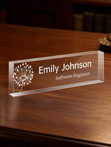 Placa de escritorio de acrílico personalizada con logotipo de la empresa - Placa decorativa de oficina personalizada, adecuada como regalo para el jefe o la empresa, bloque de vidrio acrílico transparente personalizado, regalo de oficina, regalo de agradecimiento para colegas, jefe, maestro/empleado, decoración de escritorio de oficina unisex, decoración de sala de estar - Multicolor - Ver 18