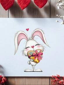 4张可爱动物情人节浪漫爱情DIY UV DTF转印贴纸，适用于工艺品、贺卡、手账、玻璃杯、咖啡杯、杯子、花瓶、笔记本电脑、手机壳、装饰贴纸、插画、剪贴簿、家居装饰，10厘米