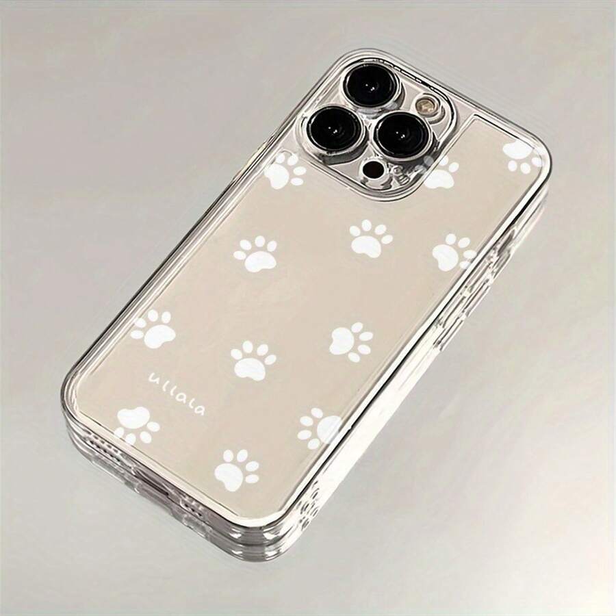 Funda Ultrafina a Prueba de Golpes y Resistente a las Manchas Nueva Funda Transparente para Teléfono con Huella de Pata Blanca, Adecuada para iPhone 16 15 14 13 12 11 XS XR X 7 8 12/13 Mini Plus Pro Max SE Cumpleaños/Día de San Valentín/Regalo para Novio/Novia Funda de Teléfono Minimalista y Premium - 1 pieza - Ver 1