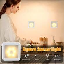 1pc/3pcs Auto Sensor LED Night Light, Wireless Wall Lamp, Battery Powered, Suitable For Stairs, Cabinets, Bathroom, Steps, Bedroom, Corridor, Indoor Decor - Light Grey - View 6