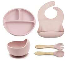 8pcs Baby Feeding Set, Silicone Tableware, Bib, Plate, Bowl, Cup, Fork & Spoon, Fruit & Vegetable Teether, Ice Tray - Multicolor - View 13