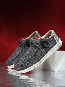 男士休闲乐福鞋，时尚百搭，EVA软底，舒适耐穿 - 黑灰 - 查看 5