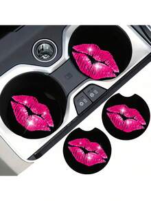 2pcs Sexy Lip Pattern Car Coasters, 2D Acrylic Car Coasters, Personalized Car Interior Coasters. - Multicolor - View 7