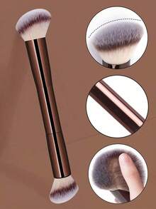 2pcs Professional Dual-Head Makeup Brushes, Powder Brush, Blush Brush, Cosmetic Tools, Soft Fibers, Easy To Carry, Travel Brush,Foundation Brush,Concealer Brush,Blush Brush,Contour Brush,Blush Brush,Bronzer Brush,Powder Brush,Foundation Brush,Blush Brush - 棕色 - 查看 7