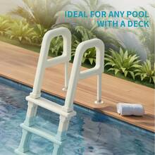 Adjustable Heavy-Duty In-Pool Ladder For Above-Ground Swimming Pools, 47in To 54in, White Pool Steps And Stairs - Default - View 7
