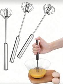 Stainless Steel Multi-Function Whisk And Milk Frother - Manual Mixer, Suitable For Baking, Eggs And Cream - Essential Kitchen Tool - Multicolor - View 2