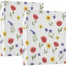Carpeta impresa de 3 anillas, carpeta de anillos en D con bolsillos, carpeta decorativa para la escuela universitaria u oficina, acuarela flores silvestres - talla únicax2 - Ver 11