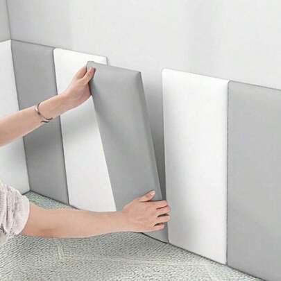 5pcs 3D Foam Wall Stickers, Waterproof And Moisture-Proof Faux Leather Texture, Self-Adhesive Headboard Cushion Wall Decor, Reusable And Cuttable, Suitable For Bedroom And Living Room Wall Decoration, Soundproof And Thick