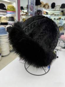 1顶新款仿毛皮压花高档渔夫帽/针织帽，女士冬季时尚保暖防风帽，日常穿着度假装扮的理想礼物 - A - 查看 17