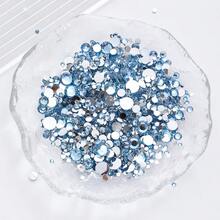 Hạt đá giả kim cương bằng nhựa, hỗn hợp kích thước 2mm-6mm, nhiều màu sắc, không cần keo nóng chảy, đế phẳng, dùng để trang trí móng tay, cốc, chai, ly, điện thoại, phụ kiện DIY mỹ phẩm, v.v. - màu đen - Xem 2