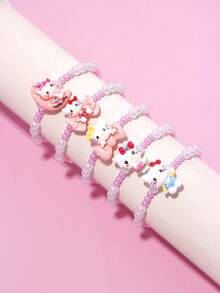 SANRIO Bộ 5 món trang sức hạt cườm hình mặt trăng và nơ Hello Kitty dễ thương dành cho bé gái của , thích hợp làm quà tặng cho các bữa tiệc, trường học, sinh nhật cho bé gái. - Nhiều màu - Xem 6