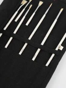 1个帆布画笔收纳袋，铅笔盒，水彩笔书法笔收纳袋，帆布笔袋，画笔帘袋，画笔整理袋 - 彩色 - 查看 6