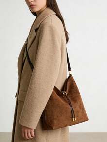 Túi xách nữ kiểu dáng mới năm 2025 - Túi xách thời trang dung tích lớn, thích hợp đi làm và đeo chéo vai. Lý tưởng cho nữ sinh viên đại học, dễ dàng đựng được laptop, cốc và các vật dụng hàng ngày khác. Cũng rất phù hợp cho các bữa ăn gia đình và nhiều dịp khác. - màu nâu - Xem 2