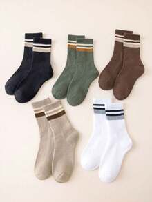 秋冬男士中筒袜，吸湿排汗，防臭保暖，情侣款，加长加厚保暖内衬，防寒，撞色设计