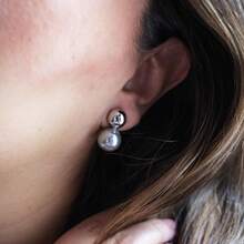 Arete Perla de Mallorca Redonda 12 mm - Chapa de Rodio - 1 - Ver 3