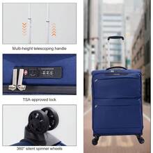 LIGHTGO Lightweight Softside Luggage20inch Carry On Check In 24/28inch Expandable Water-Resistant TSA Approved Lock Spinner Wheel Navy Blue 20inch - NavyBlue - View 4