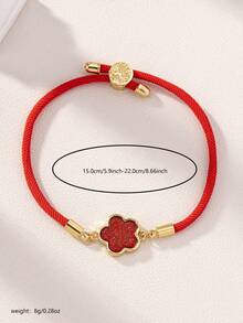 1 件时尚迷人简约海滩风格可调节幸运四叶草手链手工编织线三叶草图案可调节弹性花朵和五叶草串珠手链适合女性日常佩戴波西米亚风格珠宝母亲节礼物夏季手链情人节、妈妈、母亲、母亲节、礼物 - 五葉草 - 查看 5