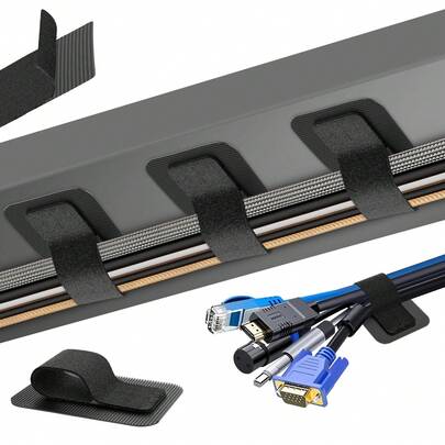 Cable Management Under The Desk, [ Up To 15 Wires ] [ Enhanced Cable Rack ] Cable Storage Device, Adjustable Hook And Loop Straps, Reusable Cable Clamps, Under Desk Cable Clamps,