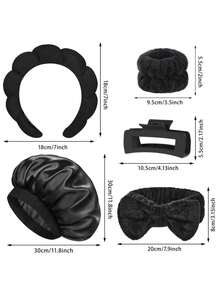 6pcs Satin & Microfiber Headband Set | Soft Skincare Headbands With Bow And Claw Clips, Maillard Dyed Wide Sleep Headbands, Unisex - Multicolor - View 9