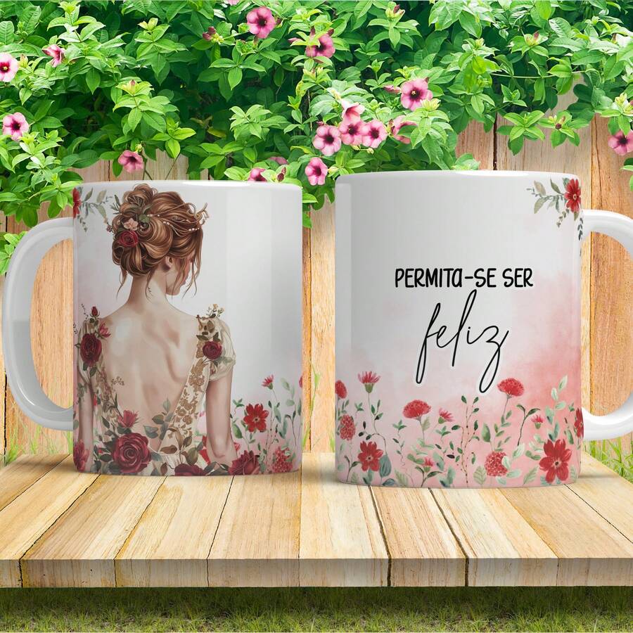 Personalized Mug With Phrase, Gift, Glossy Porcelain - ALLOW YOURSELF - View 1