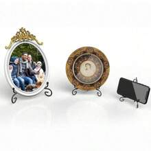 1件装工艺折叠支架书架照片底座碗相框黑色金色铁艺盘架展示画架三角形铁艺支架茶点相框盘底座 - 彩色 - 查看 6