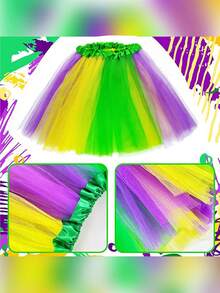 2Pcs D EXCEED Women's Carnival Cosplay Costume Accessories Set Suspenders Mardi Gras Tutu Skirt For St. Patrick's Day Concerts Easter Dance Performances Party Costume Set - Multicolor - View 7