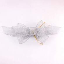 Adorno de lazo para árbol de Navidad, romántico lazo de tul transparente, decoración para San Valentín, manualidades, bodas, fiestas y eventos. - Plateado - Ver 3