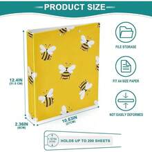 Carpeta de 3 anillos impresa de 1.5 pulgadas, carpeta de anillos en D con bolsillos, carpetas decorativas para la escuela universitaria u oficina, lindas abejas de dibujos animados blanco y amarillo - talla únicax1 - Ver 7