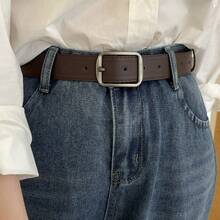 Simple And Sophisticated Korean Style Women's Belt, Versatile Denim Jeans Belt, Men's Student Belt, Matte Silver. - A - 查看 2