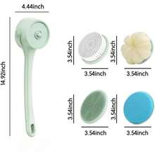 可充电电动身体及背部清洁刷 – 防水旋转沐浴刷，配有双长手柄和 5 个可替换刷头，用于深层清洁、去角质和按摩，礼品、赠品、庆祝活动 - 彩色 - 查看 8